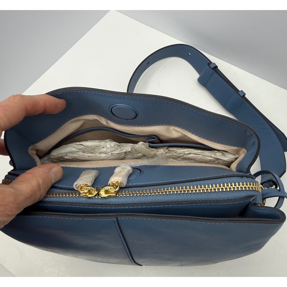 Radley London Dukes Place Open Blue Leather Medium Satchel Crossbody Bag - Picture 5 of 16